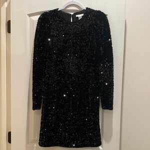 Black Sequin Long Sleeve Dress